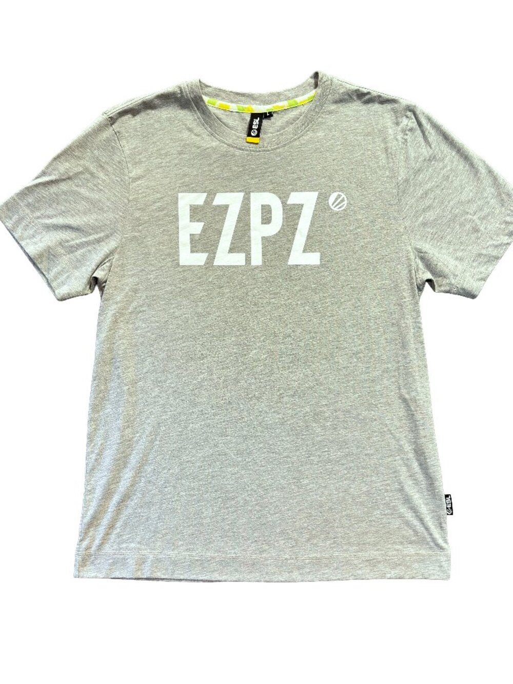 ESL EZPZ Graphic T Shirt Gray Short Sleeve Crew Neck Mens Large Casual Tee